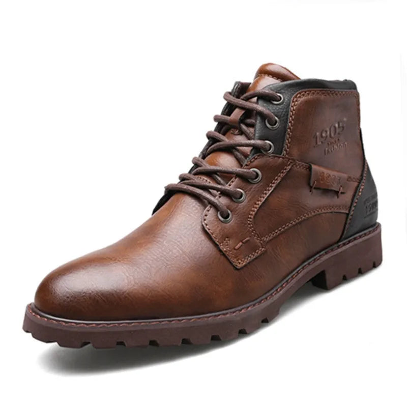 RayZing Men Boots Spring Winter Boot American Style Vintage Fashion Shoes for Man Big Sizes 39-48 Boots With Side Zipper