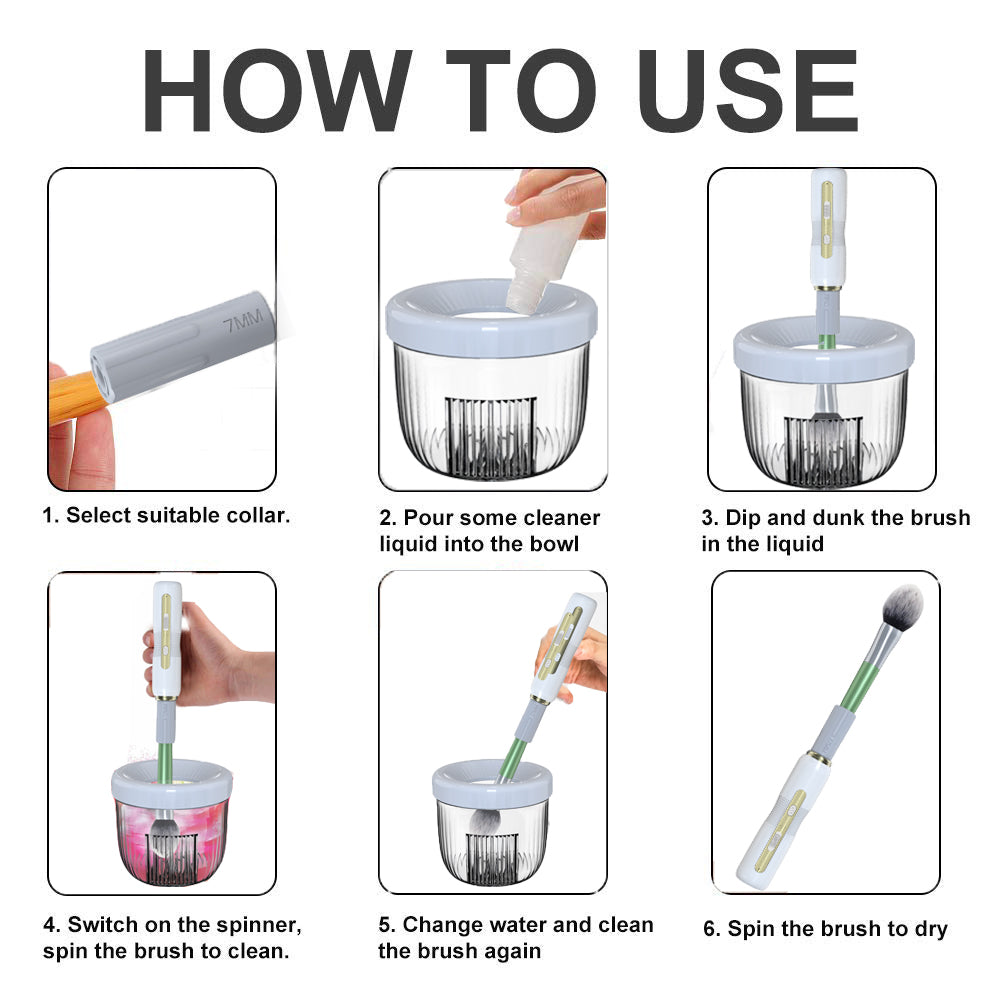 Automatic Electric Makeup Brush Cleaner Dryer and Makeup Brush Cleaner Machine With 8 Rubber Collars - My Store