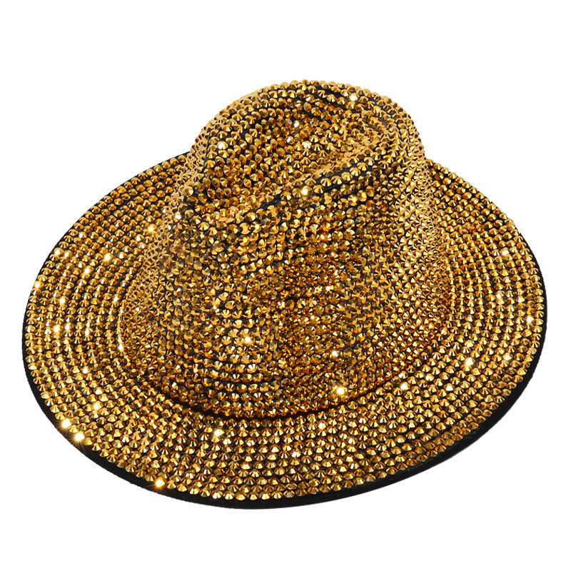 New Adult Wide Brim Sombrero Hip Hop Jazz Hat Men Borsalino Fedora Bucket Hats White Rhinestone Fedora Hats