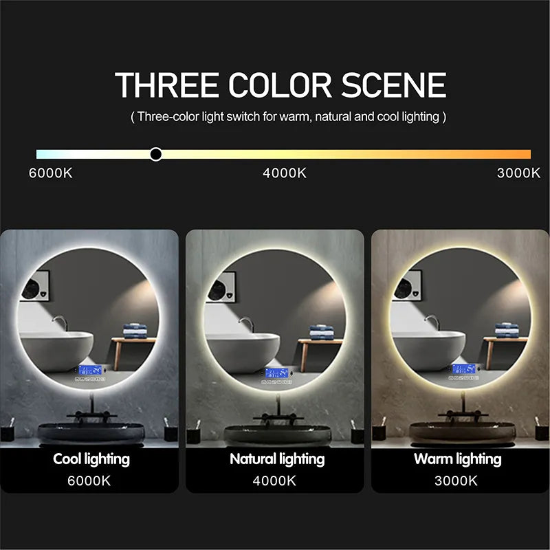 60x80cm Rectangle Bluetooth Smart Bathroom Makeup Mirror With LED Warm White Light Human Body Induction Anti-Fog Beauty Mirrors