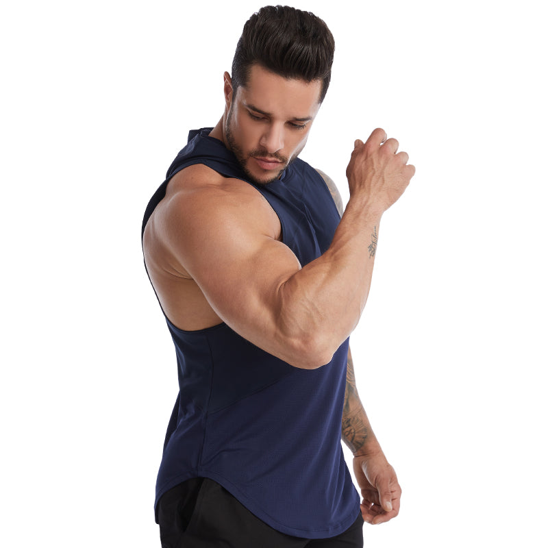 Vedo Sport Vest Dropshipping Custom Logo Polyester Sportswear Workout Fitness Custom Vests Muscle Hooded Tank Top GYM Activewear