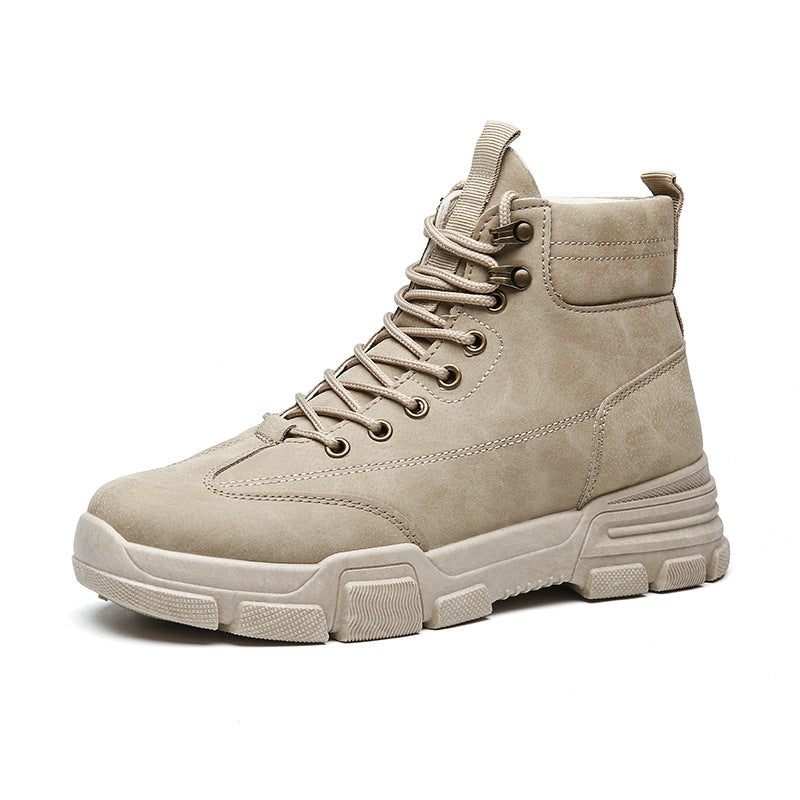 Autumn Winter Men's Rubber Snow Boots Warm Working Lace Up Boot Shoes