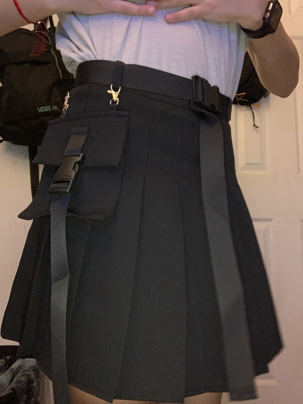 Women Streetwear Tooling Half-Length Pleated Skirt Safari Black Short Skirt Fashion High Waist Harajuku Women Skirts