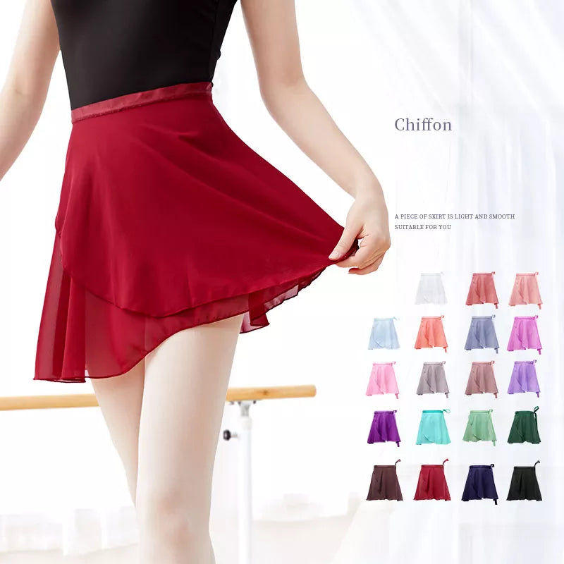 Woman Ballet Skirts WrapTutu Dance Skirt Chiffon Skirts for Girls Tie Up Mini Short Skirt for Dancing 19 Colors