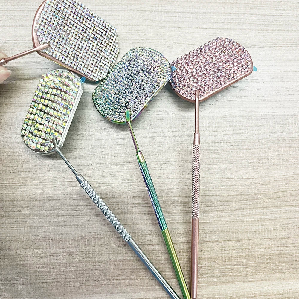 Diamond Hand Held Eyelash Extensions Mirror Makeup Tools Mouth Mirror Suppliers Stainless Steel Eyelash Extension Lash Mirror