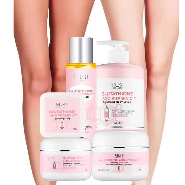 Ailke Glutathio Skin Care Products Moisturizing Body Lotion Cream Serum Soap 5Pcs Whitening Skin Care Set (New)