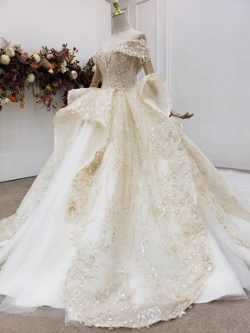 Novia Vestido De Luxury Sequin Beaded Mermaid Sexy Designer Plus Size Off Shoulder Wedding Bridal Dress Wedding Dresses - My Store