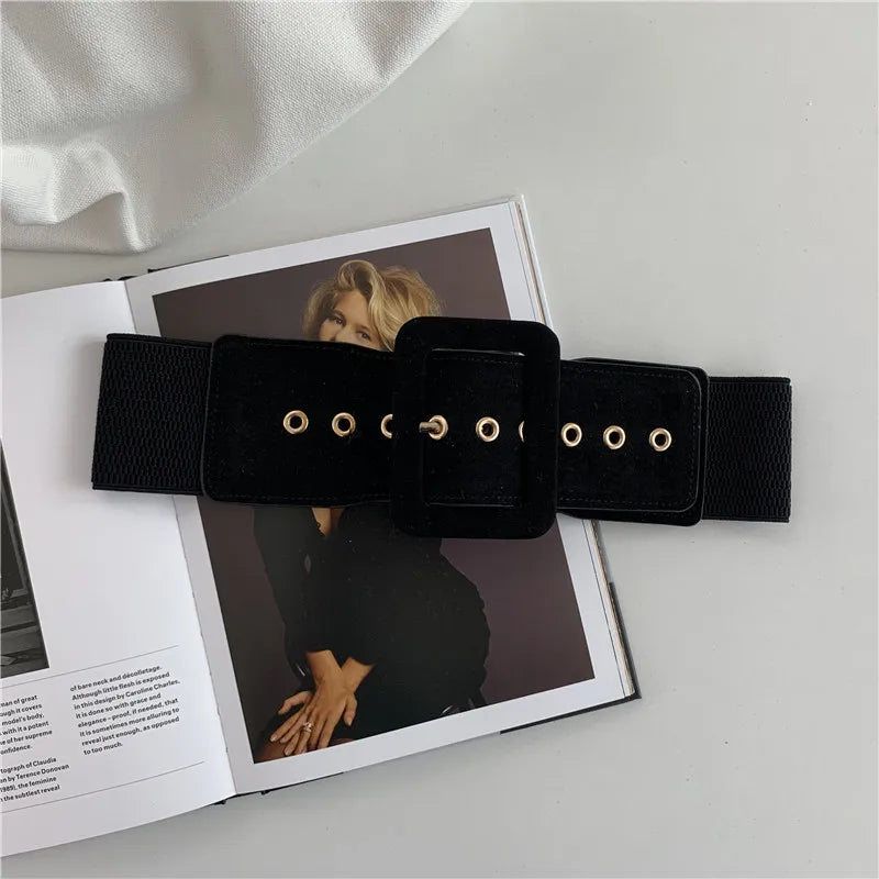 65 Style New Korean Windbreaker Elastic Wide Women Waistband a Variety Alloy Buckle Retro Belt All-Match Dress Women Accessory