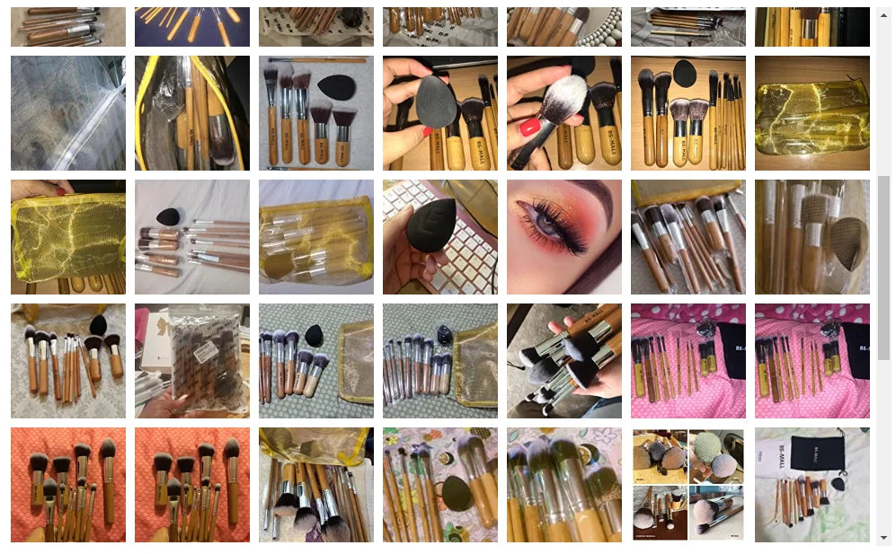 BS-MALL 11 Piece Bamboo Makeup Brush Tools Set Eco-Friend Vegan Synthetic Fiber Make Up Brushes With Makeup Sponge Set - My Store