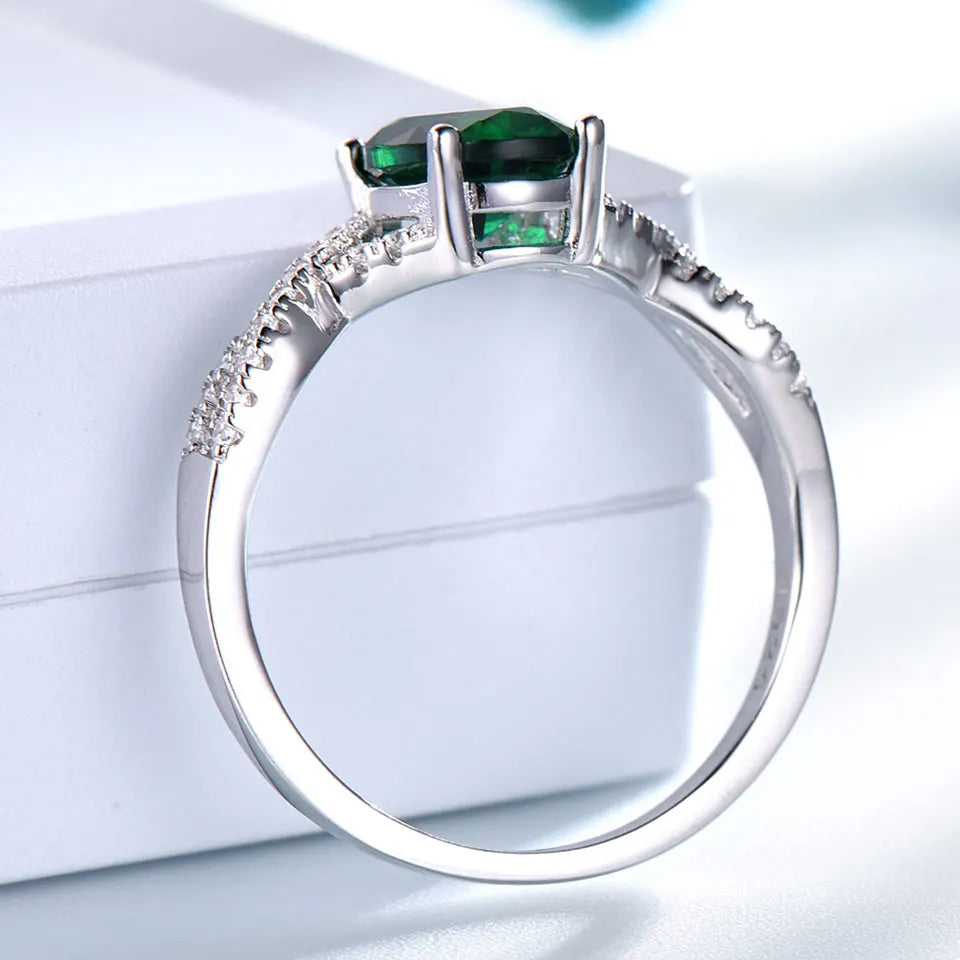 Hot Selling Emerald Zircon Sliver Jewelry Fashion 925 Sterling Silver Women's Rings High Jewellery Rings