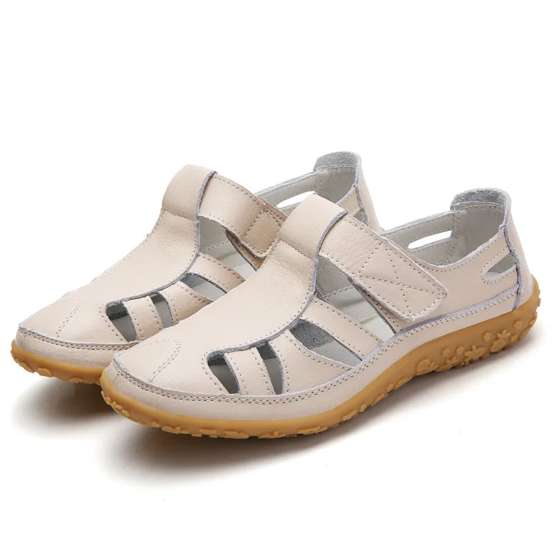 Split Leather Flat Sandals Women Fashion Summer Shoes Anti-Slip Soft Sole Ladies Gladiator Sandal Breathable Sandalias SH031502