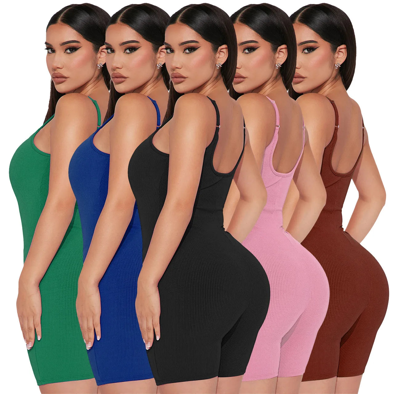 Women's Clothing Sexy Sling Custom Gym Workout One Piece Jumpsuit Women Sleeveless Bodycon Jumpsuits Playsuits - My Store