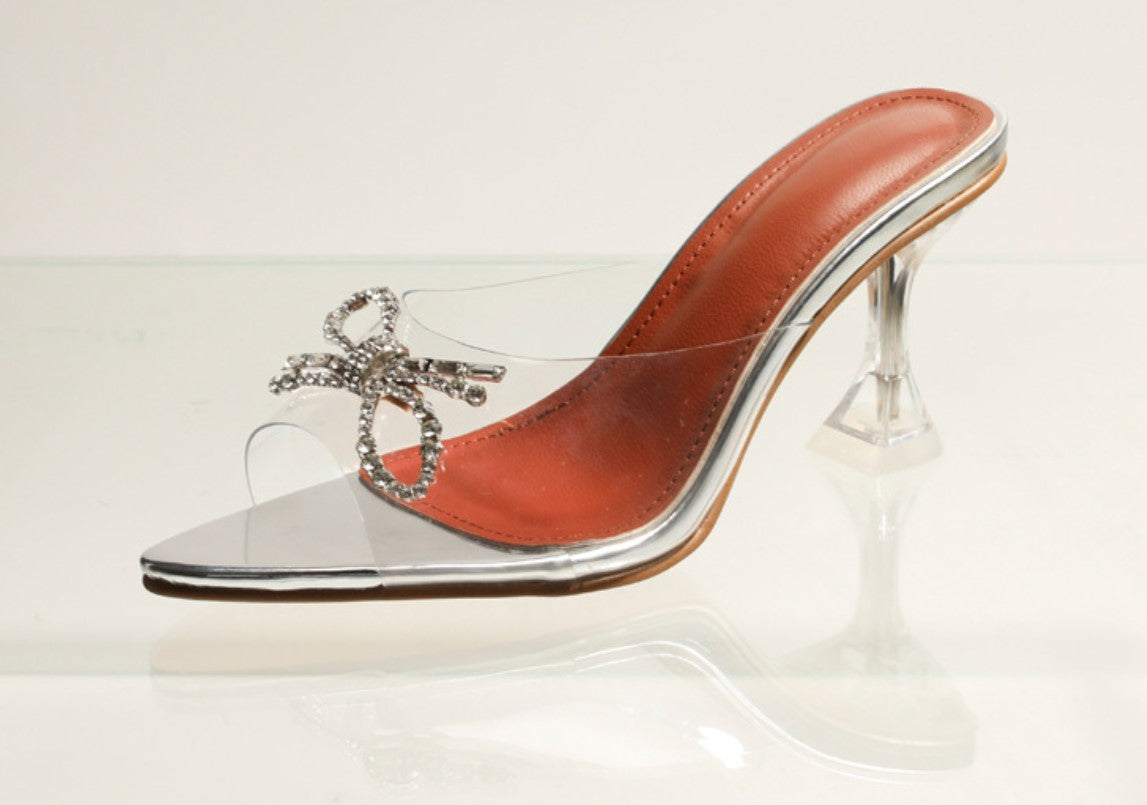 Rhinestone Transparent High Heels Sexy Pointed Sandals Summer Crystal Heel Sandals for Women