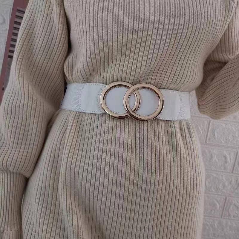 65 Style New Korean Windbreaker Elastic Wide Women Waistband a Variety Alloy Buckle Retro Belt All-Match Dress Women Accessory