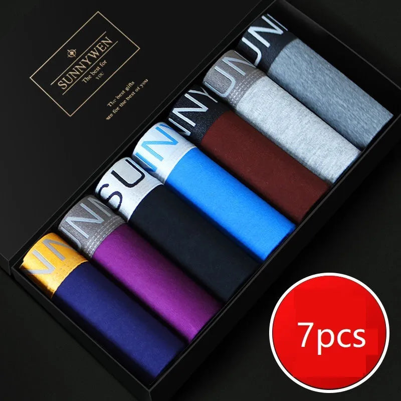 7pcs/Lot  Men Panties Shorts Underwear Boxer Shorts Men's Sexy Underwear High Quality Men's Underwear Pouch