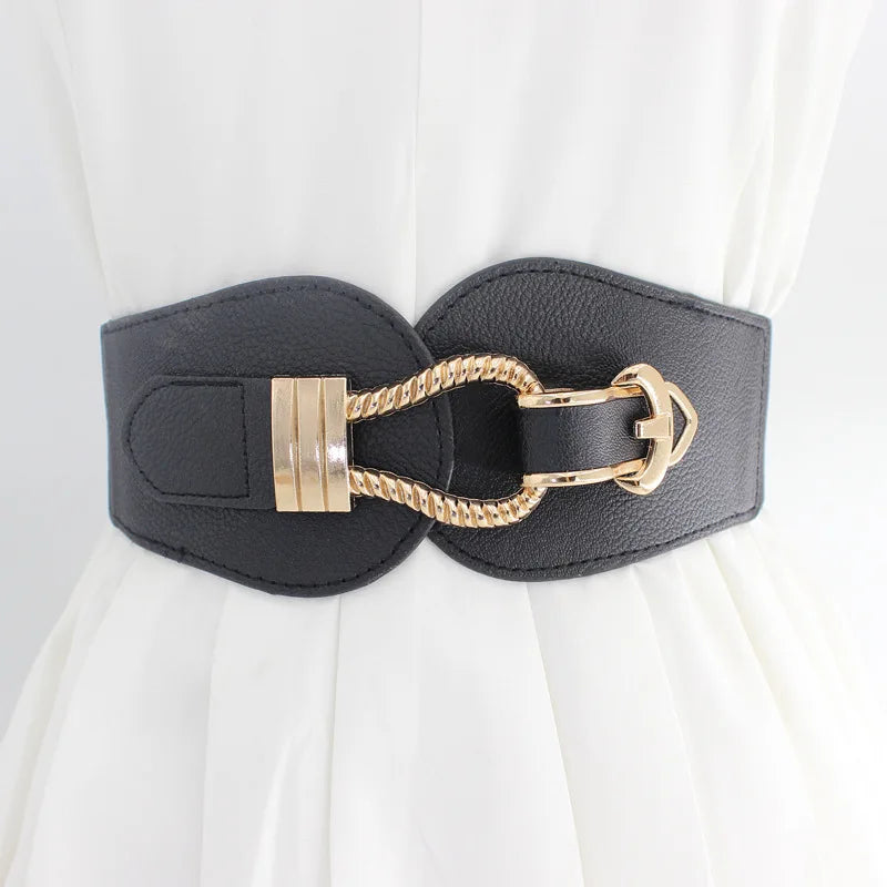 65 Style New Korean Windbreaker Elastic Wide Women Waistband a Variety Alloy Buckle Retro Belt All-Match Dress Women Accessory