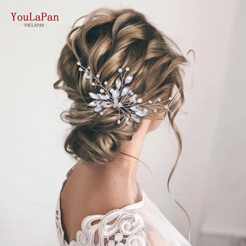 TOPQUEEN U Hair Pins Wedding Hair Accessories Rhinestone Headpieces Ladies Hairs Accessories Korean Women Hair Comb HP103-1