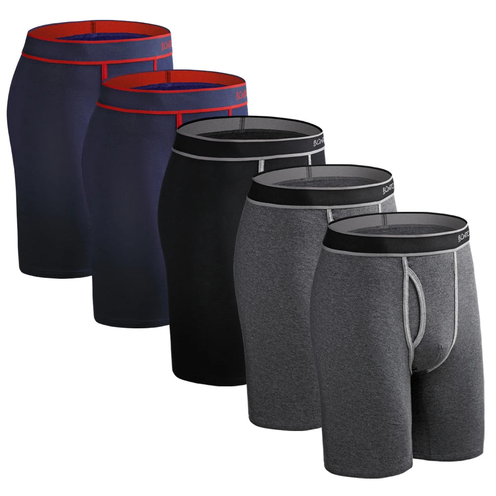5pcs Long Boxer Mens Boxer Shorts Men Underwear Cotton Brand for Mens Underware Boxers Sexy Boxershorts Underpants Under Wear