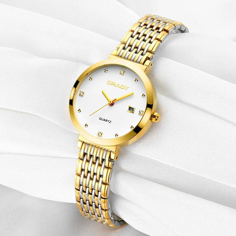 Women Watch Custom Logo Quartz Watches Japan Movt Stainless Steel Gold Watches for Ladies