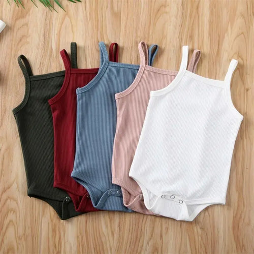 0-18Months Unisex Baby Summer Bodysuit Baby Boy Solid Pink White Green Jumpsuit for Newborn Girls Sleeveless Playsuit Clothes