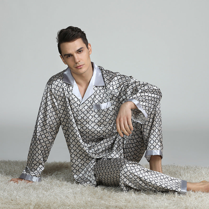 TG042 Fall Men S Pajama Pants Set Luxury Woven Pajamas Comfortable Casual Plus Size Sleepwear