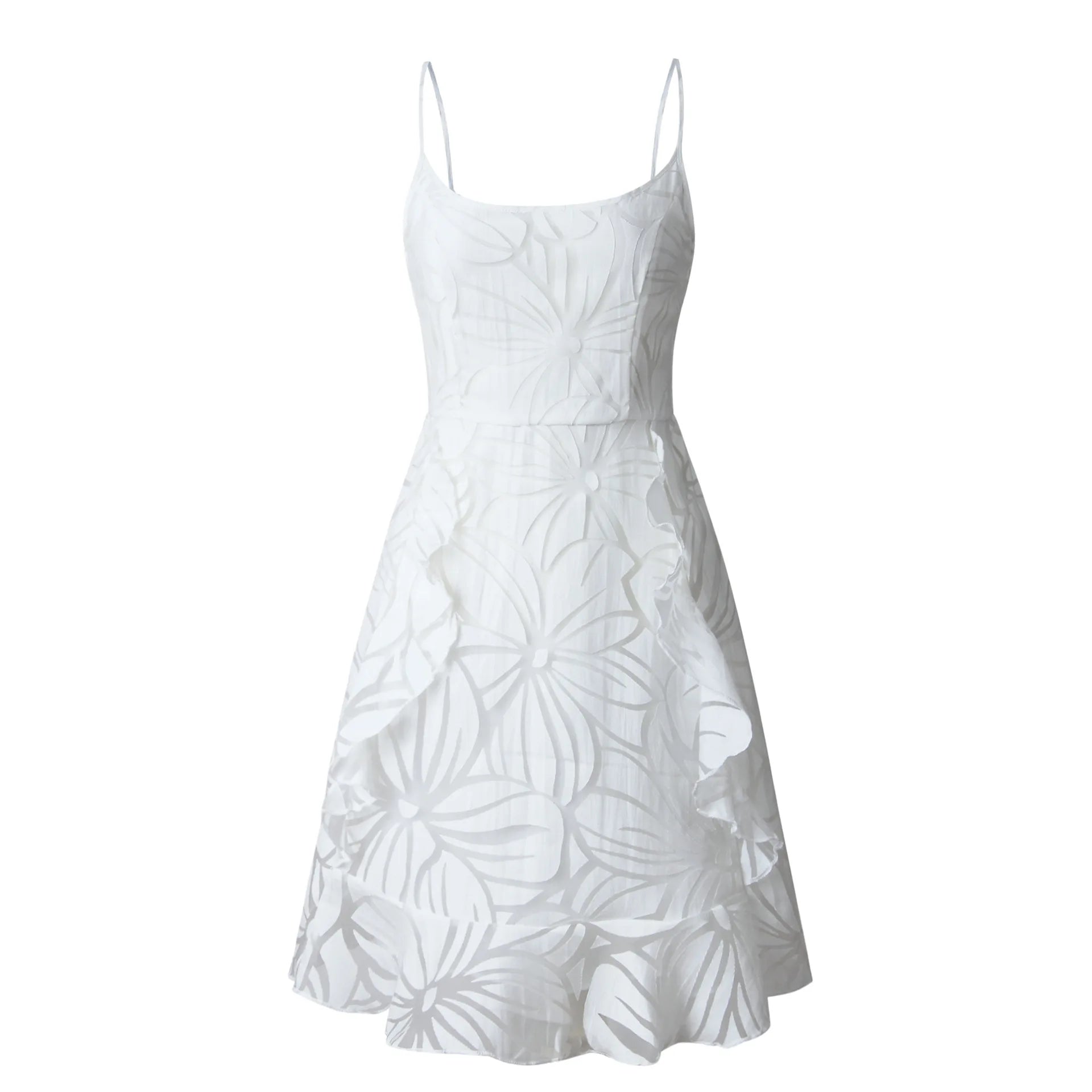 White Mesh Sleeveless Backless Dress Elegant a Line Mini Ruffle Dressevening Dresses Casual Dresses