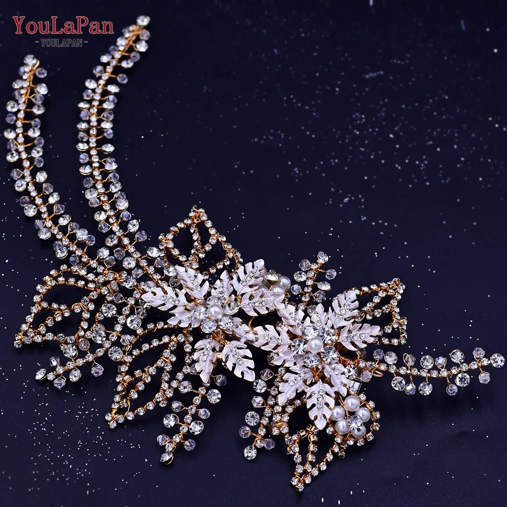 YouLaPan HP254 Wedding Hair Accessories Bridal Delicate Wire Headband Women Headpiece Bridal Handmade Crystal Hair Accessories