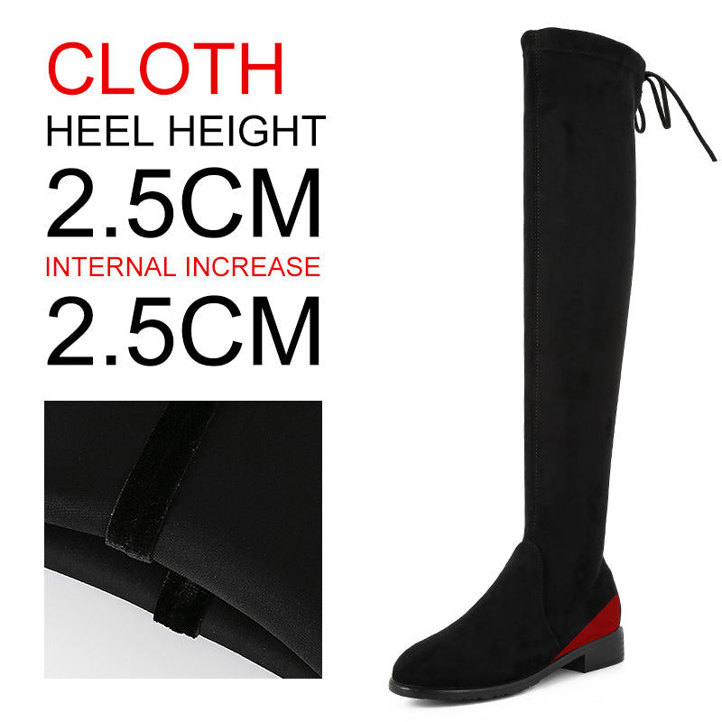 Women's Fashion Long Boot Manufacturers Thigh High Thick Heel Boots Comfort Stretch Suede Knee Boots