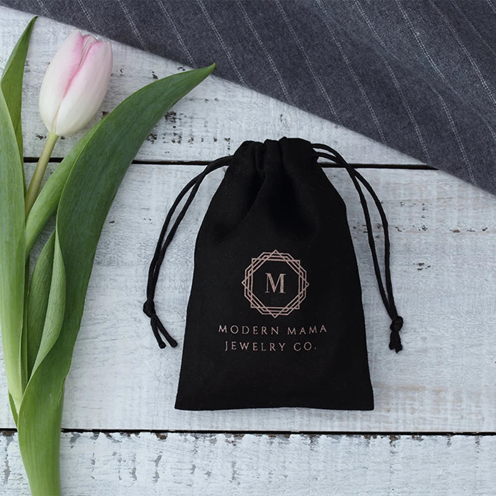 100 Black Flannel Jewellry Gift Bags Personalized Logo Velvet Jewelry Packaging Drawstring Pouches for Wedding Party Decoration