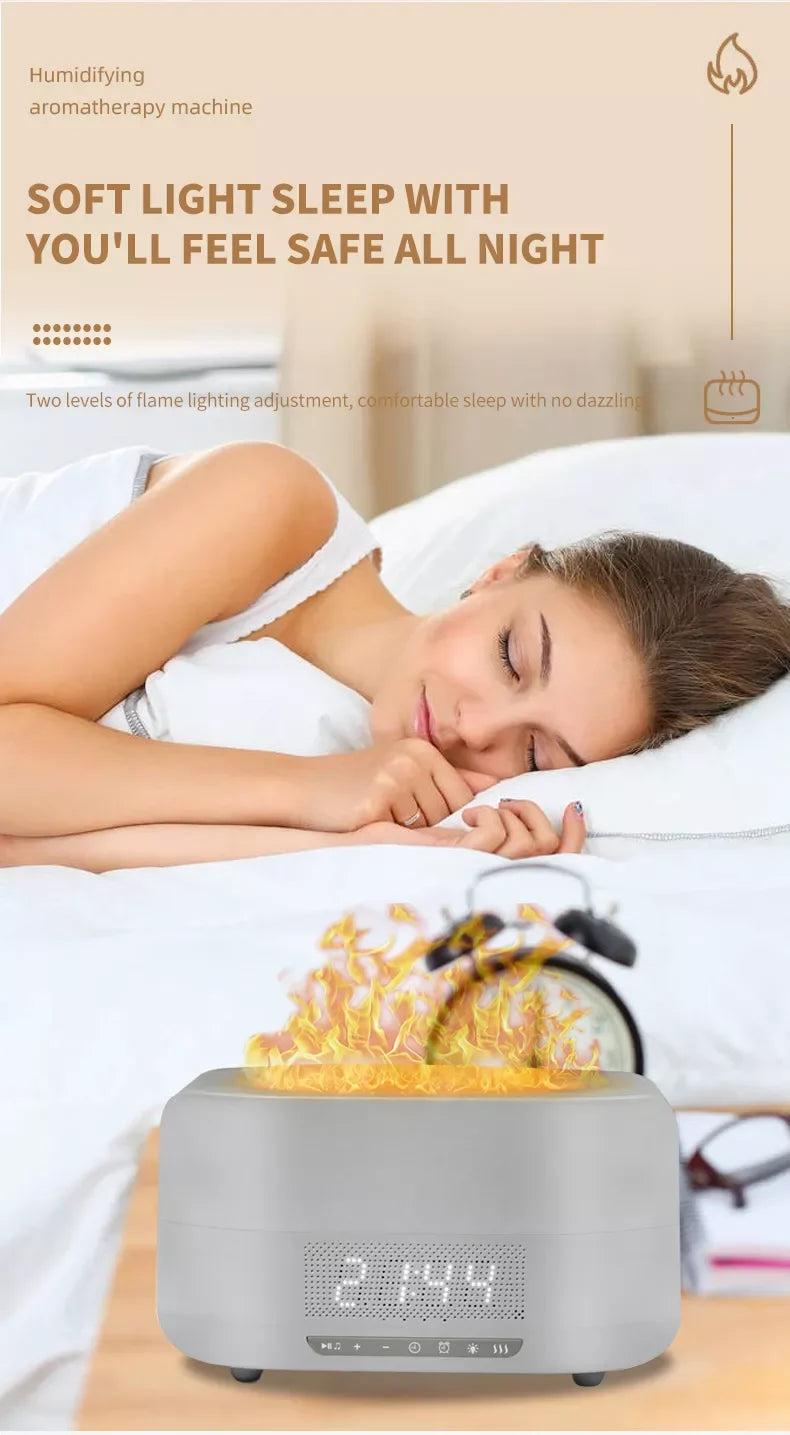 2022 Defuser Essential Oil Ultrasonic Aromatherapy Flame Air Humidifier Fire Aroma Diffuser Machine