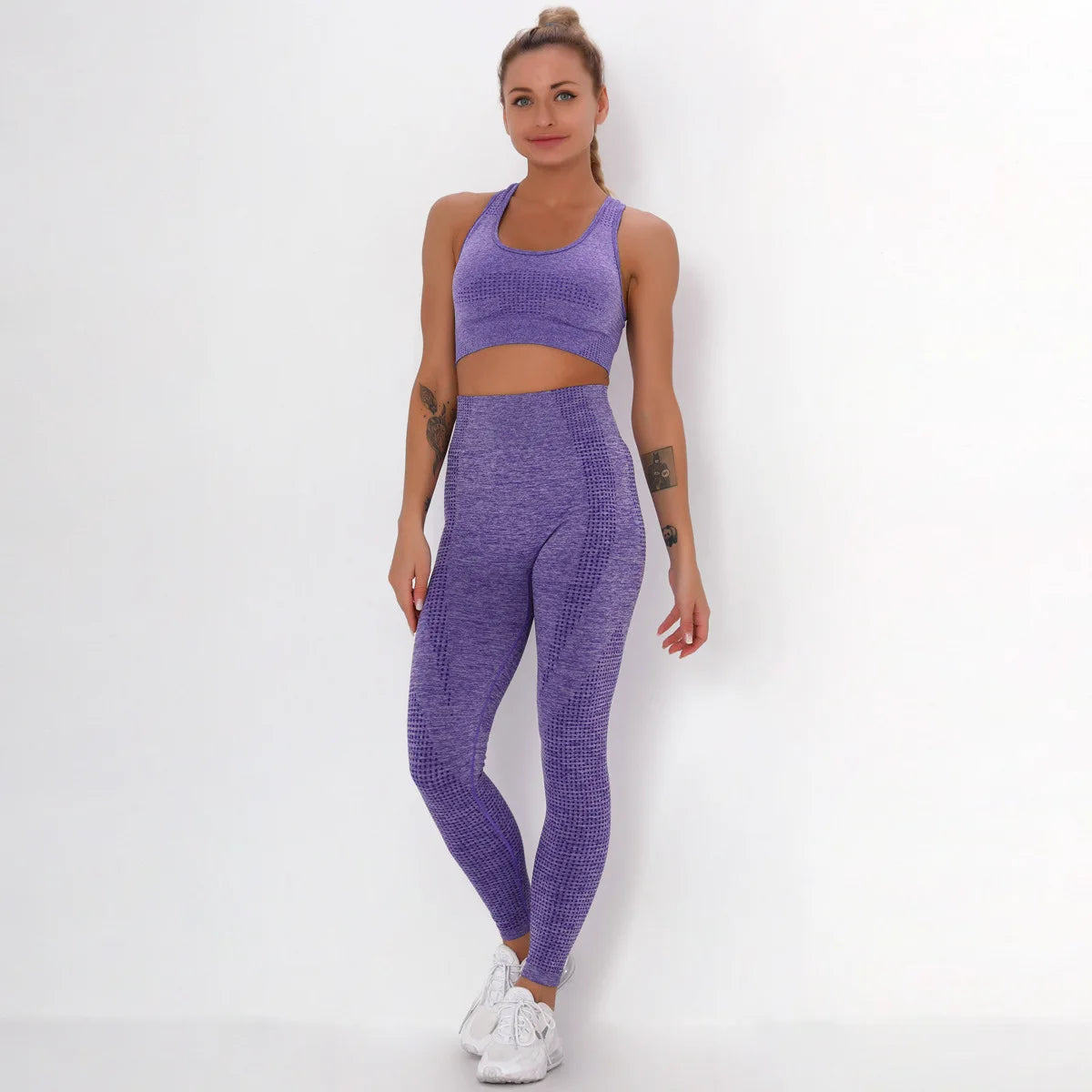 Women Breathable Slim Fit Seamless Yoga Set Fitness Workout Activewear Gym Sets