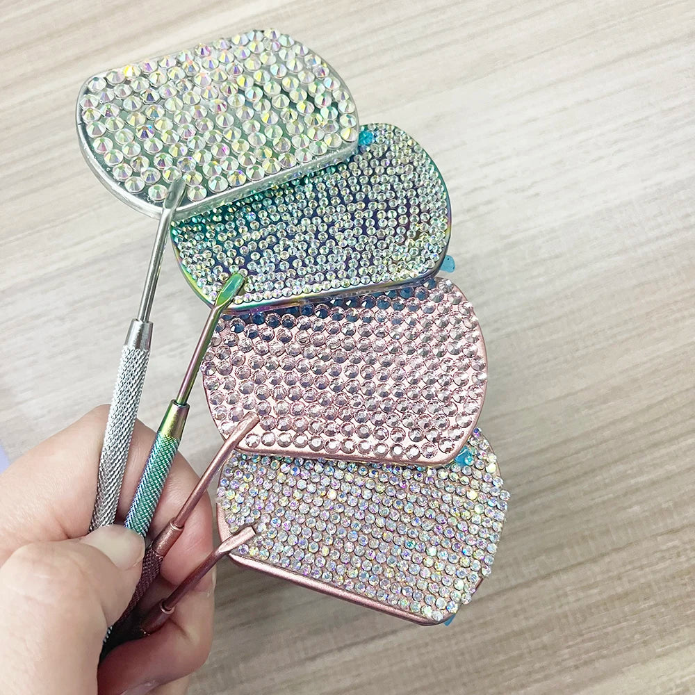 Diamond Hand Held Eyelash Extensions Mirror Makeup Tools Mouth Mirror Suppliers Stainless Steel Eyelash Extension Lash Mirror
