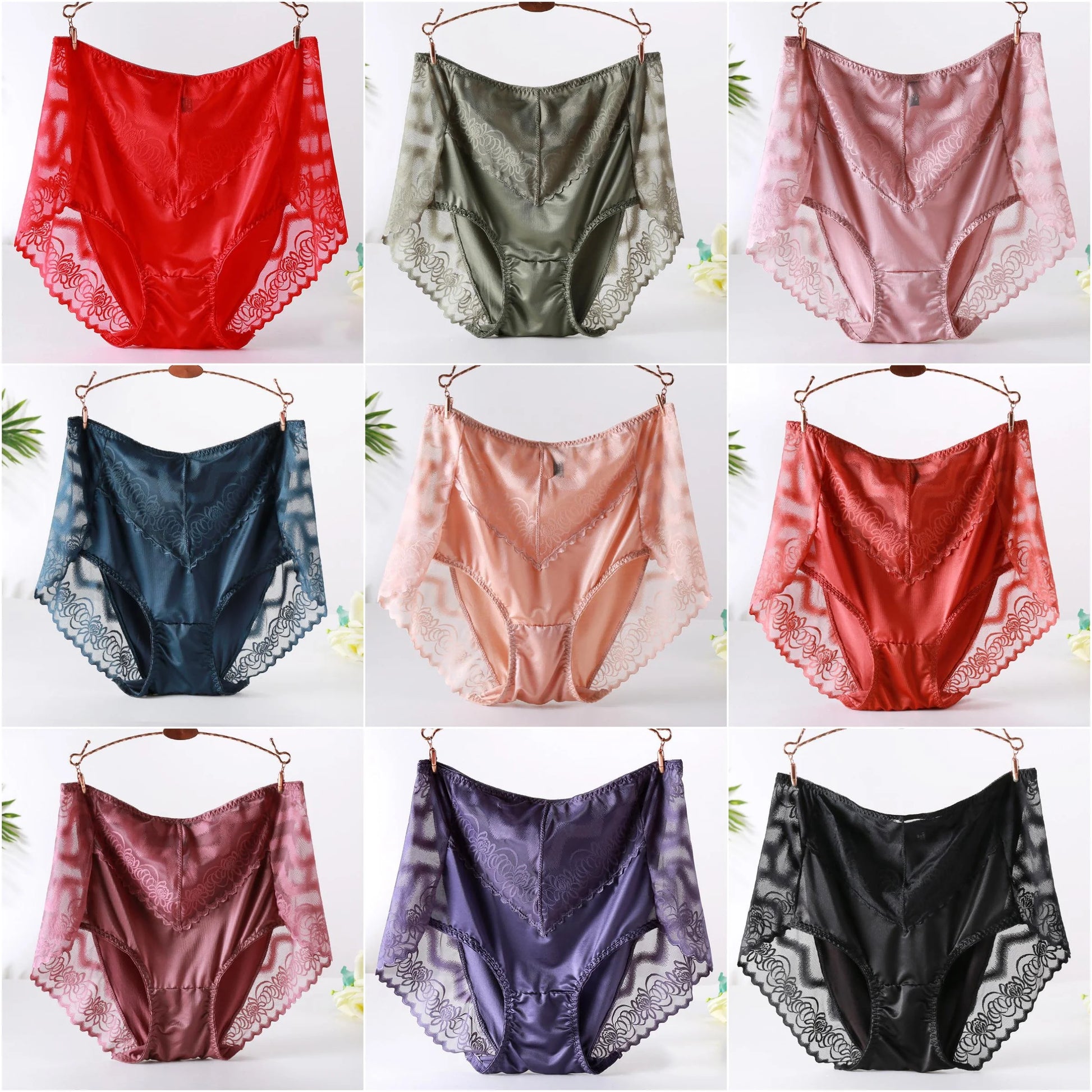 Large Size Women's Underwear Sexy Thin Transparent Lace Modal Underwear High Waist Large Size Underwear
