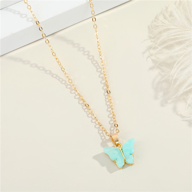 Wholesale Women Fashion Accessories Gold Plated Colorful Girlfriend Gift Butterfly Design Jewelry Women Jewellery Necklace