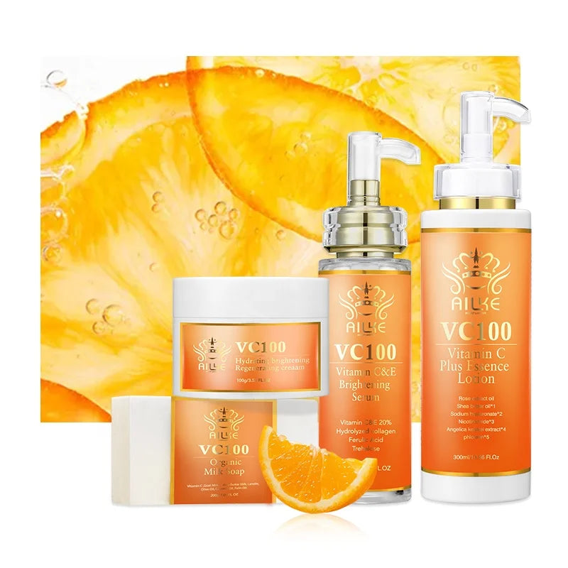 Privated Label Whitening Lightening Face Cream Body Lotion Serum Soap Face Care Vitamin C Skin Care Set for Face