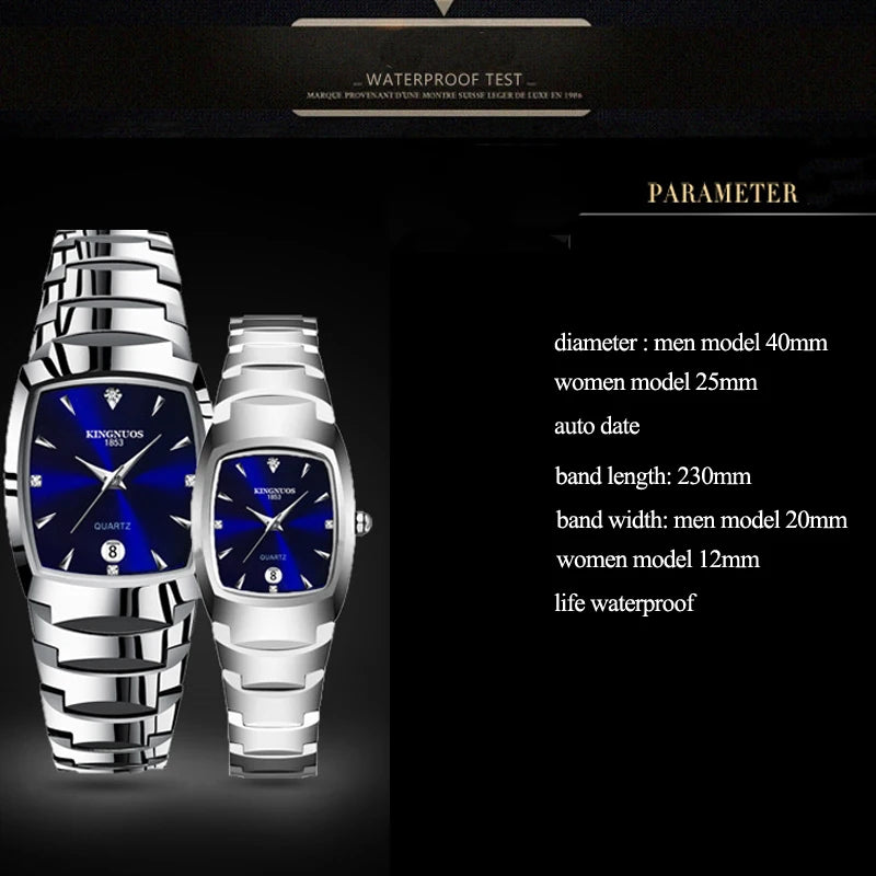 Couple Watches for Lovers Quartz Wristwatch Man Fashion Business Men Watch for Women Watches Tungsten Steel Ladies Watch Xfcs
