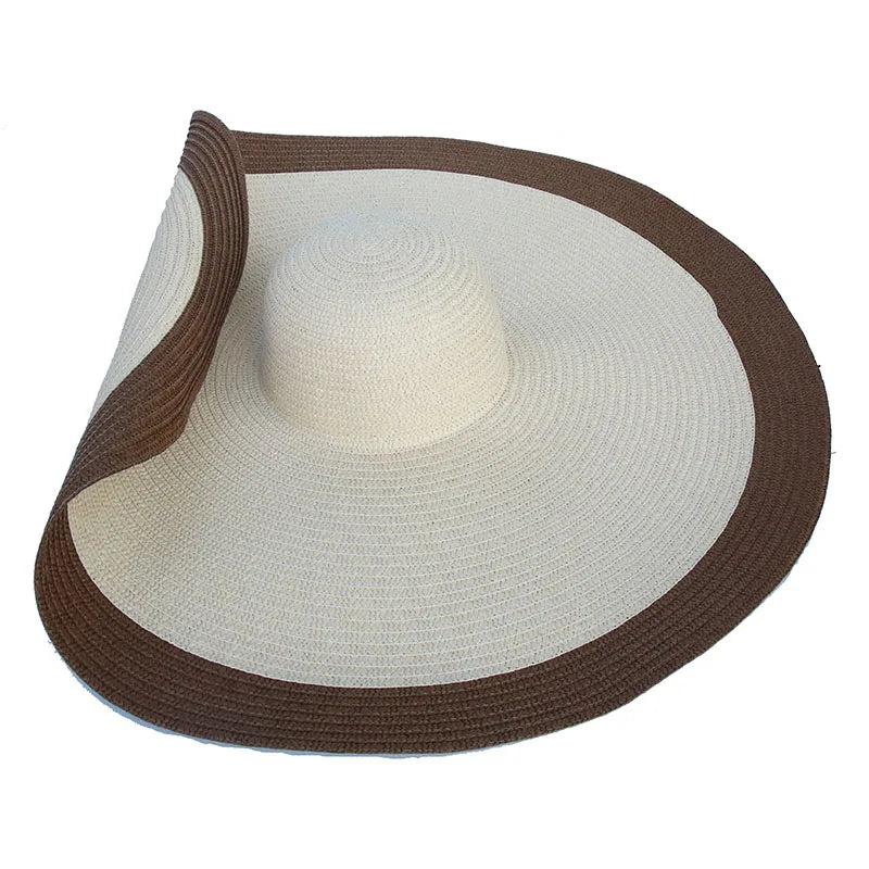 Super Bigger Brim Wide Straw Hats for Women Foldable Paper Beach Hat Summer Sun UV Hats Stage Cap Dropshipping Wholesale