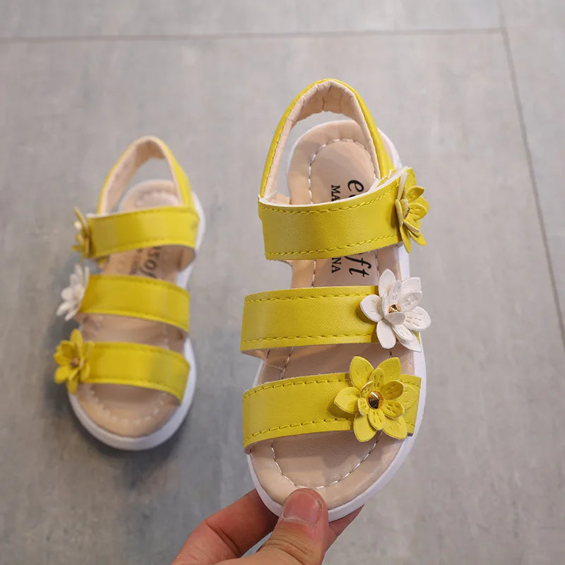 Children's Shoes Summer Style Children Sandals Girls Princess Beautiful Flower Shoes Kids Flat Sandals Baby Girl Gladiator Soft