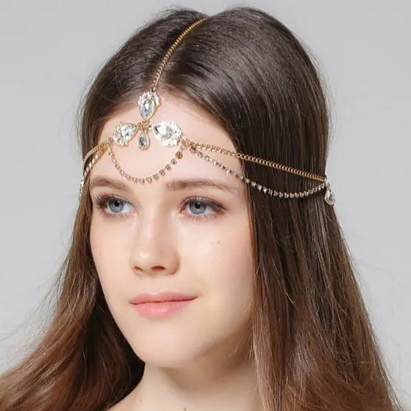 Fashion Wedding Hair Decoration Rhinestone Hair Chain Accessories Boho Crystal Head Chain Jewelry for Bridal Hair Accessories