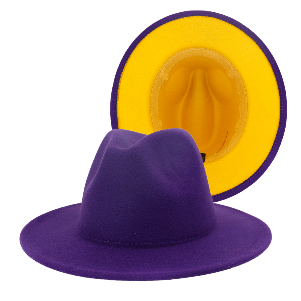Fedora Hats Women Wholesale Felt Fedora Hats for Men Two Tone Hat Different Color Brim Fedora
