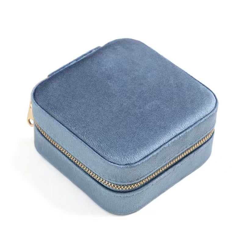 Travel Jewelry Box Ladies Velvet Jewelry Storage Box Zipper Travel Jewelry Organizer