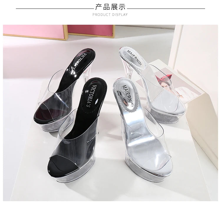 Ladies High Heel Slippers High Heel Shoes Summer Stiletto Luxury Shoes Women High Quality Heels Lady Women Shoes