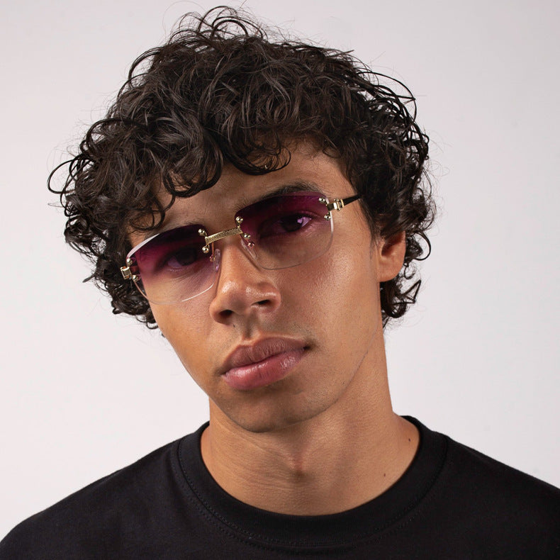 HBK 2022 Fashion Rimless Glasses Frames Luxury Frameless Sun Glasses Sunglass Woman 2021 Rimless Sunglasses Mens