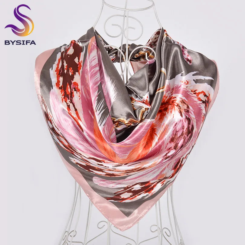 [BYSIFA] Hijab Scarf New Black Women Silk Square Scarf Shawl Luxury Brand Winter Scarves Kerchief Spring Female Fall Head Scarfs