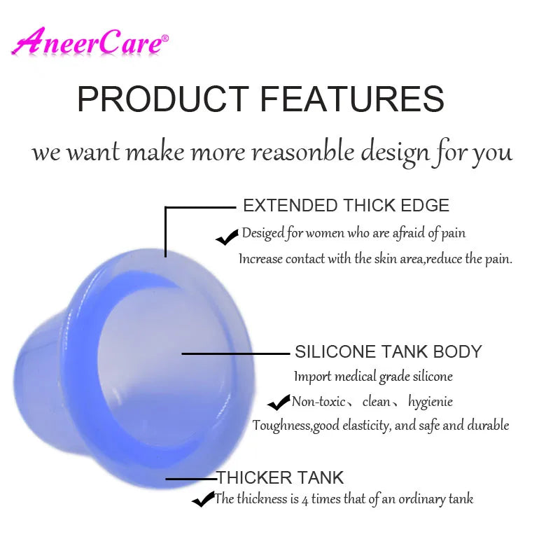 3pcs Silicone Body Facial Massage Set for Face Neck Back Eyes Massage Cans Anti-Cellulite Massager Suction Cup Treatment