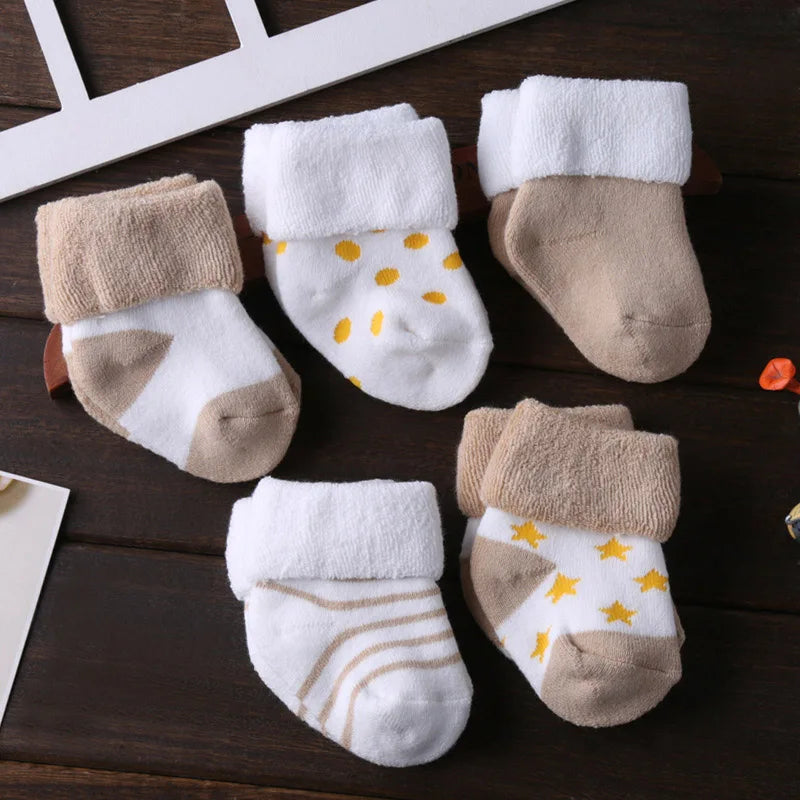 5PCS Newborn Baby Socks Unisex Wool Cotton Baby Girl Boy Socks 0-12 Months Baby Accessories
