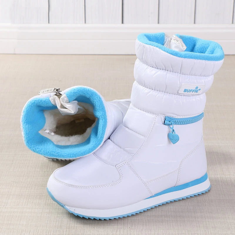 Women Winter Boots Lady Warm Shoes Women's Snow Boot Inside Mixed Natural Wool Solid Color White Winter Boots