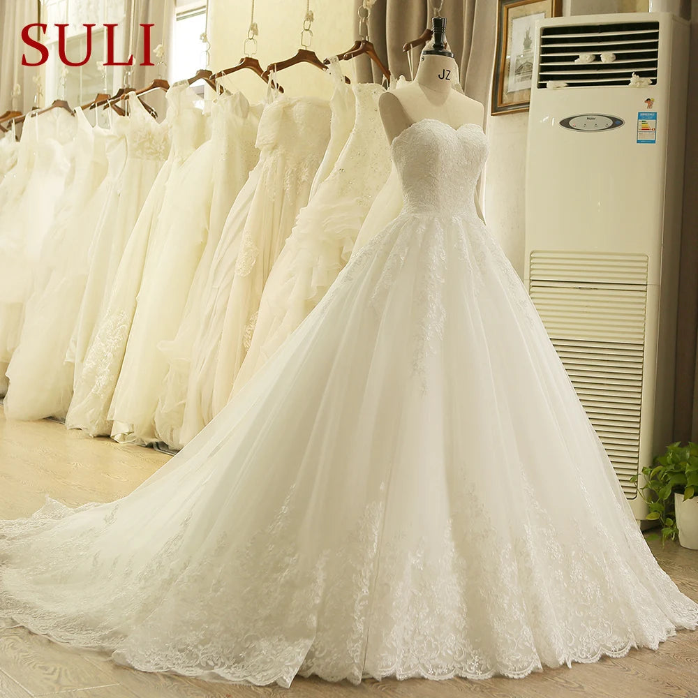 HW091 Customized Sweetheart Applique Lace Vintage Bridal Wedding Dress Princess Wedding Dresses Bridal Gown Vestidos De Noivas - My Store