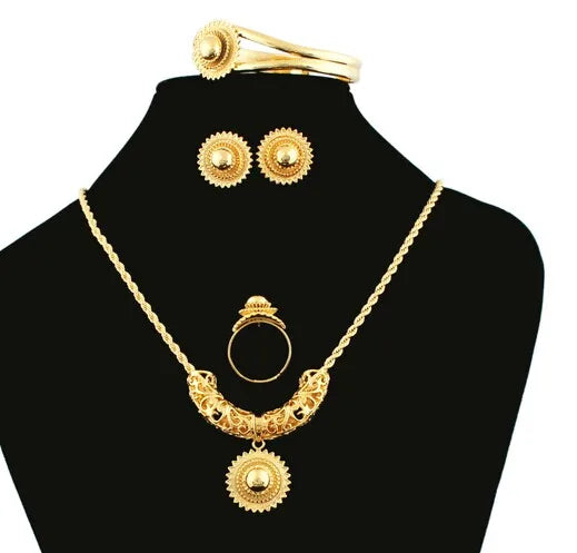Newest DIY Ethiopian Habesha Jewelry Gold Color Jewelry Bridal Temperament Jewelry Wedding Jewelry Sets for Women