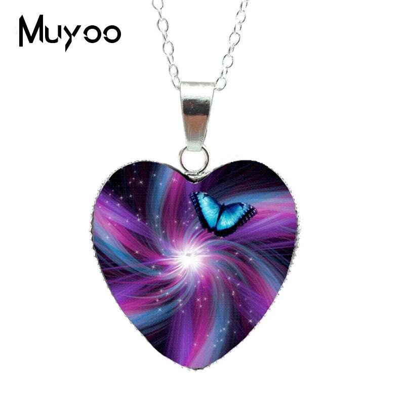 2022 Hot Purple Magic Butterfly Heart Jewelry Necklace Beautiful and Mysterious Butterfly Pendant Heart Necklace Jewerly HZ3